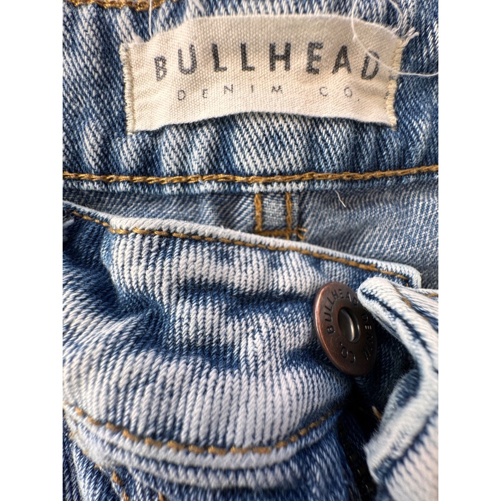 Bullhead Denim Co Jean Shorts Womens 25 Acid Wash High Rise Raw Hem Indie - Picture 11 of 13
